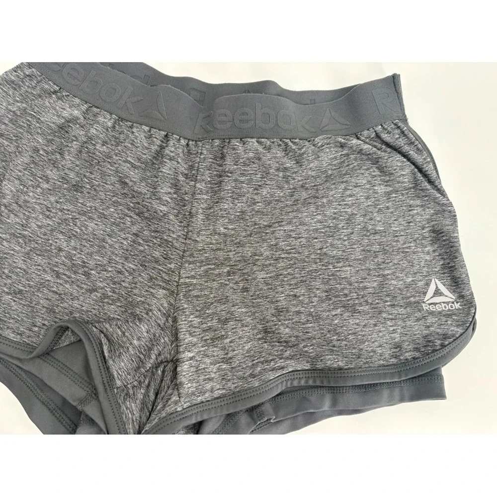 Reebok‎ Womens Heather Grey 2-in-1 Athletic Running Shorts Size XS
